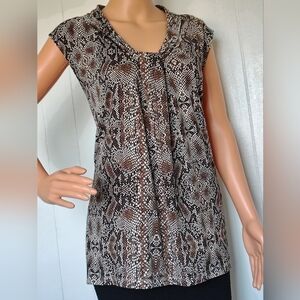 Dana Buchman Brown  Snake Print Blouse Size XL